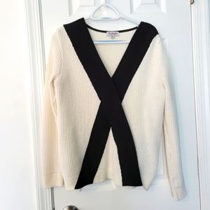 Back and White Deep V Sweater